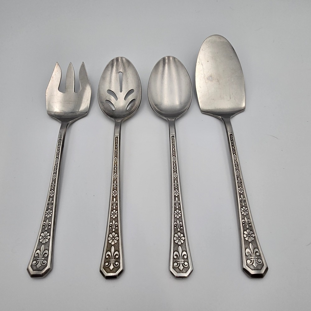 Interpur Florenz 8 Petal Stainless Steel Japan Floral 8.5" Serving Set Vintage